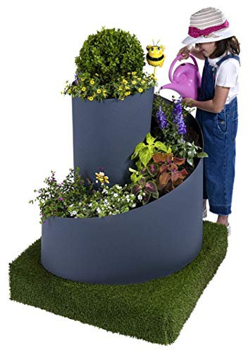 Große Kräuterspirale Gartendekoration Kräuterschnecke Kräuterbeet Hochbeet anthrazit grau