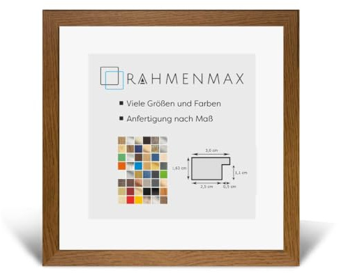Morena MDF Rahmen für Bild 34x34cm Eiche Rustikal mit Acrylglas | zum Aufhängen Hoch- und Querformat/Maßanfertigung möglich/Puzzle Rahmen/mit 1mm klarem Acrylglas