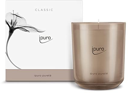 ipuro - dekorative ipuro pureté Duftkerze - minimalistische Duftkerzen im Glas 270 g - intensive Duftkerzen mit einem Hauch von Rose und Jasmin - elegante Kerze für ein puristisches Dufterlebnis