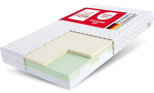 FDM BITONTO Schaumstoffmatratze 90 x 200 cm Latex Matratze 15 cm Höhe Hochelastischer HR Komfortschaum Härtegrad H2/H3 (Mittelweich/Mittelhart) Bezug Zweiseitig Abnehmbar Waschbar