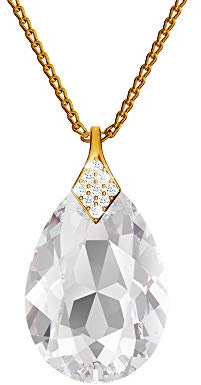 Panda-Jewellery 24 Karat vergoldete Halskette aus 925er Sterlingsilber mit Kristallen von Swarovski - Birne - Viele Farben - Anhänger mit einer Kette - Schmuck für Frauen mit einer Geschenkbox Kristal