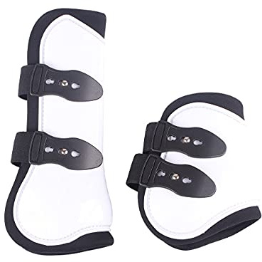 QHP Gamaschen-Set vorne und hinten 4er Set Polyurethan mit Neoprenfutter (Pony, weiß)