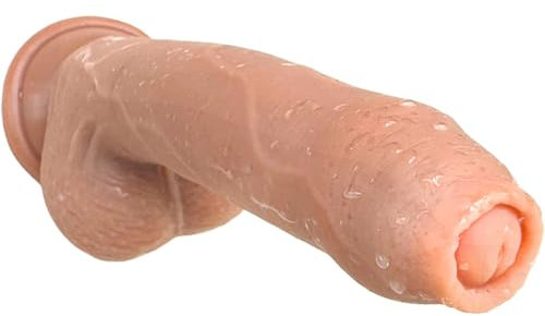 Realistischer Dildo Mit Vorhaut 22Cm Zwei Layer Silikon Analplug Dildo Naturgetreuer Eichel, Hoden Und Äderung Mit Saugnapf Sexspielzeug Für Paare Prostata Analplug Vaginal Masturbation Sextoys