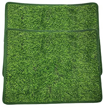 Yumech 2pcs Artificial Pet Pee Grass Mat Reusable Dogs Potty Tray Training Mat Pet Turf Fake Grass Replacement Pad for Dog Potty Training Indoor Outdoor, Green