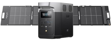 EcoFlow DELTA 2 tragbare Powerstation mit 110W Solar Panel, balkonkraftwerk mit speicher solaranlage balkon und Schnellladung als Solargenerator für die Stromversorgung, für Camping und Wohnmobile