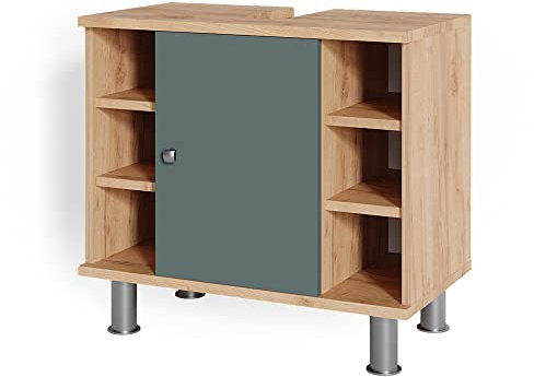 Vicco Meuble sous Vasque Simple Fynn, Chêne de Force doré/Vert, 60 x 54 cm