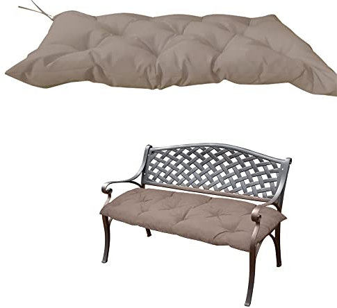 RANRAO Cojín de banco de jardín al aire libre, resistente al agua, cojín de asiento de repuesto para muebles de patio, jardín, tumbona, banco, color caqui