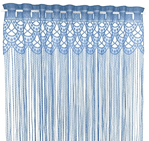 heimtexland ® Fadengardine Zuschneidbar Insektenschutz Vorhang Türvorhang Raumteiler Gardine Typ570 Blau 160x195