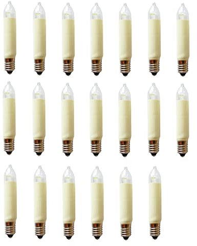 ShuoHui E10 LED Kleinschaftkerze 10-55V 0,1-0,2 W - Ø 11 mm, Länge 65 mm- für INNEN - Ersatzlampe für Schwibbogen u. Lichterketten - warmweiß (20)…