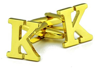 Stfery Manschettenknöpfe Herren mit Gravur, Manschettenknöpfe Gold Buchstabe Vergoldet Cufflinks Buchstabe K Schmuck Geschenk
