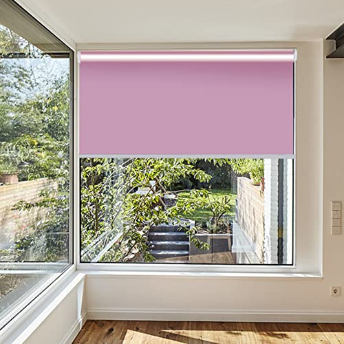 Persiana Enrollable 55x280cm Resistente a Desgarro Impermeable Solar estores palisados Fácil de Instalar sin Herramientas para Todo Tipo de Ventanas, Rosa