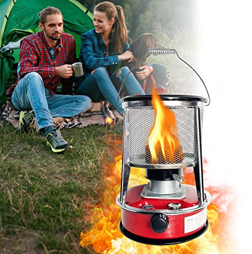 Samnuerly Petroleumbrenner für den Innenbereich Effiziente Petroleumheizung für Camping Home Barbecue Angelzeltheizung mit Überhitzungsschutz Große Camping-Ölheizungen (rot)