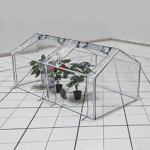 BTAISYDE Mini Gewächshaus 200 * 100 * 88CM Foliengewächshaus für Draußen Treibhaus mit Reißverschluss und 2 Fenstern Transparent