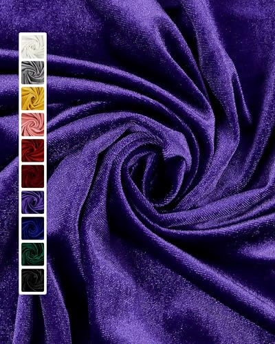 HOTGODEN Purple Stretch Velvet Fabric by The Yard: 63 Wide 5 Yards 95% Polyester 5% Spandex Velvet Fabric for DIY Sewing, Upholstery, Apparel, Costume, Craft