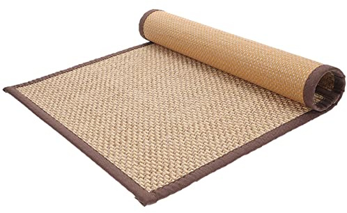 Beavorty Bamboo Rug Woven Straw Seat Cushion Japanese Style Rattan Futon Sitting Pad Tatami Floor Pillow for Zen Garden Yoga Practice or Meditation Light Brown Japanese Tatami Mat