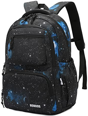 Bansusu Galaxy Childrens Backpacks for Boys, Water-resistant School Bags Elementary Boys Bookbags Backpacks, A-Black-blue