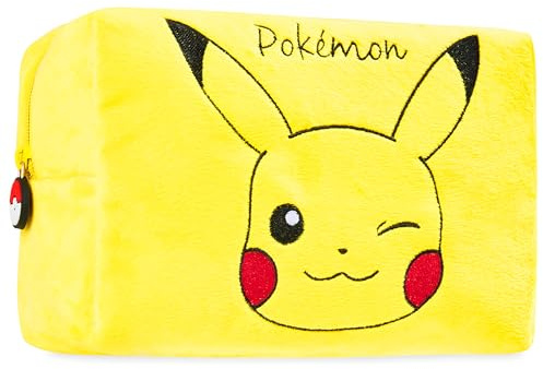 Pokemon Kulturtasche Damen, Pikachu Kulturbeutel Damen und Teenager Kosmetiktasche Gelb - Geschenke für Pokemon Fans