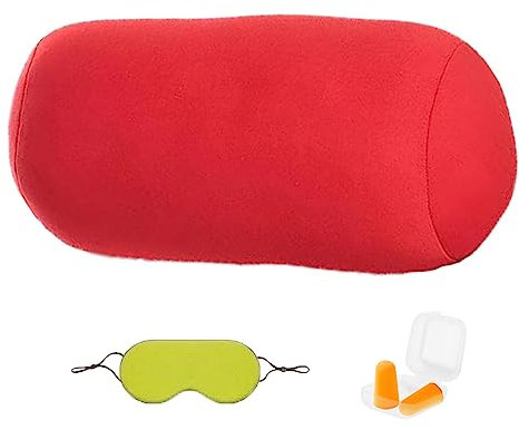 PIWINE Weiches und tragbares Kopfkissen, bequemes Schlafset, Büro-Nickerchenkissen, tragbares einfarbiges kleines Kissen(rot)