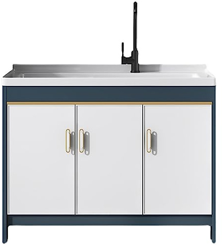 Freistehendes Waschbecken,Keramikbecken Mit Unterschrank,Keramik Handwaschbecken Spültisch,Bäder Spülbecken,Outdoor Freistehende Universalspüle Waschküche,Spüle Für Badezimmer Garage Balkon ( Size : 9