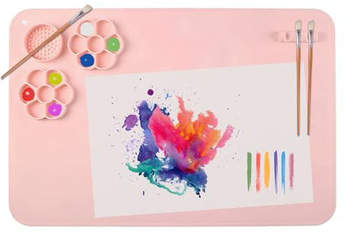 SOQKEEN Silicone Craft Mat, 24×16 Reusable Craft Sheet for Painting, Watercolour, Clay & DIY Projects