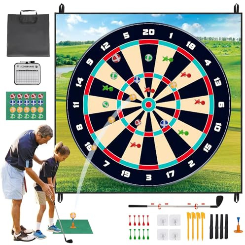 Juego de virutas de golf alfombrillas adhesivas para práctica de dardos, equipo de ayuda de entrenamiento con 20 pelotas de golf y 10 dardos