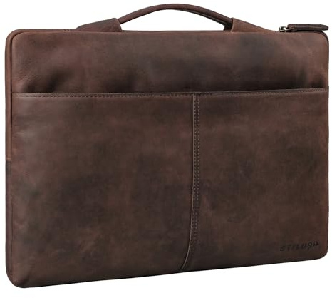 STILORD Kit 15,6 tum Laptopväska i läder för arbete, resor, affärer, smal laptopfodral i äkta läder, läcker laptopväska Farbe:Zamora-brun