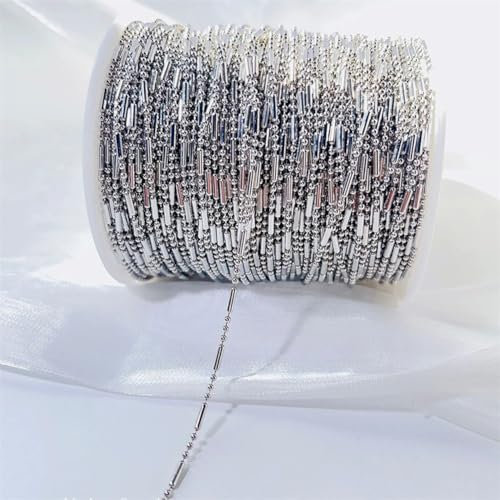 5Meters Ball Beaded Chain Necklace Copper Chain for Bracelet Jewelry Making Rhodium Color