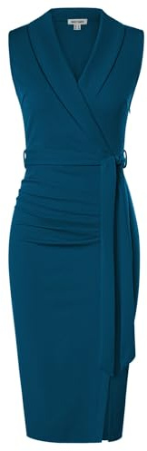 GRACE KARIN Damen Wickelkleid Elegant Ärmellos Cocktailkleider Midi Festliche Business Kleider mit Gürtel