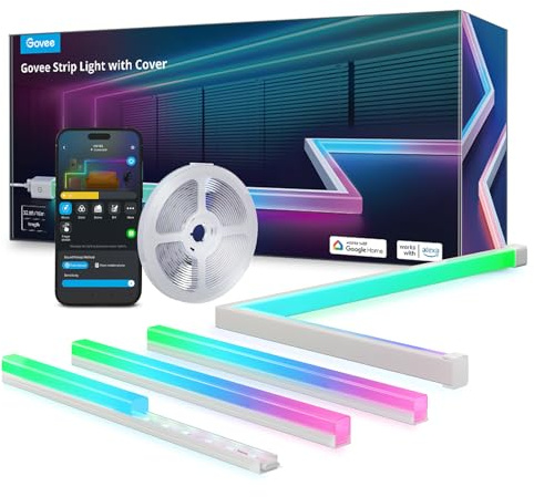 Govee RGBIC LED Strip mit Profil, 10M Schiene mit Leisten Smart mit Alexa | Kompatibel mit Google Assistant, APP-Steuerung mit 64 Szenenmodi, Deko für Schlafzimmer, Sockelleisten & Kabinett