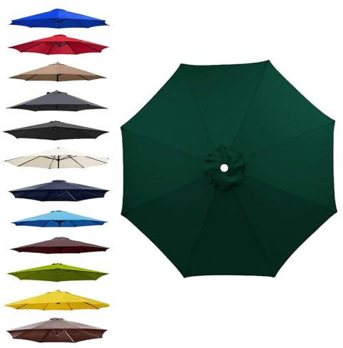 JEDAL Replacement Parasol Cover Patio Umbrella Canopy 6/8 ribs Polyester Fabric Waterproof Garden Umbrella Canopy Cover 2.0m 2.30m 2.50m 2.70m 3.0m(Dark Green)