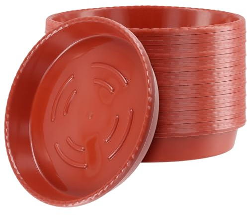 MUKLEI 25 sottovasi rotondi per vasi da fiori da 22 cm, in plastica, rotondi con lacci, per interni ed esterni