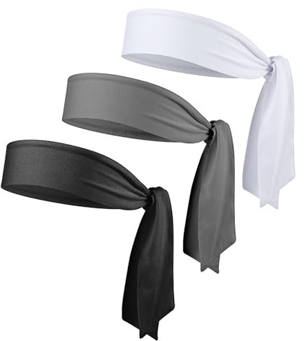 Mabor 3 Stück Verstellbar Stirnband Herren Elastische Haarband Damen Sport Schweißband Stirn für Fitness Yoga Laufen Tennis Erhältlich (Weiß Grau Schwarz)