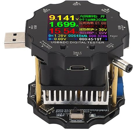 UD18L USB Power Meter Voltage,USB USB Tester, USB Power Meter Voltage Meter USB Tester Current Tester Amp Volt Meter with Digital Display for Power Banks and Desk Lamps