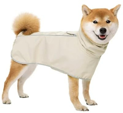CMZYBBD Hunderegenmantel Hund Regenmantel Mit Kapuze Regen Poncho Hund Outdoor Reflektierende Regenjacke Haustier Hoher Kragen wasserdichte Kleidung Für Mittelgroßen Hunden-beige-XXXL