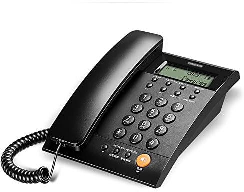 CAFIEDR Téléphone de Bureau Filaire, téléphone Fixe à Grosses Touches avec Haut-Parleur, téléphone Fixe sans Batterie, Prise en Charge de la Musique en Attente, Haut-Parleur, fon(Noir)
