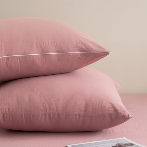 Jellymoni Kissenbezug 50x70 Baumwolle 2er Set Kissenbezüge Beige Oeko-Tex aus 100% Gewaschene Baumwolle Kopfkissenbezug mit Verstecktem Reißverschluss Weich 2 Stück Kissenhülle für Kissen 50x70cm