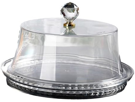 F Fityle Alzata per Torta in Acrilico con Vassoio per Cupola, espositore per Pasticceria, Supporto per Torta Rotondo Trasparente ricoperto, Piatto, Dimensioni: