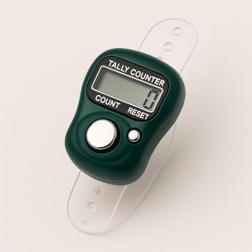 Digital Finger Counter Tasbeeh with LED Display – Handheld Resettable Tally Clicker Ring for Prayer, Zikr, Counting & Sports Use – Portable Mini Counter (Green)