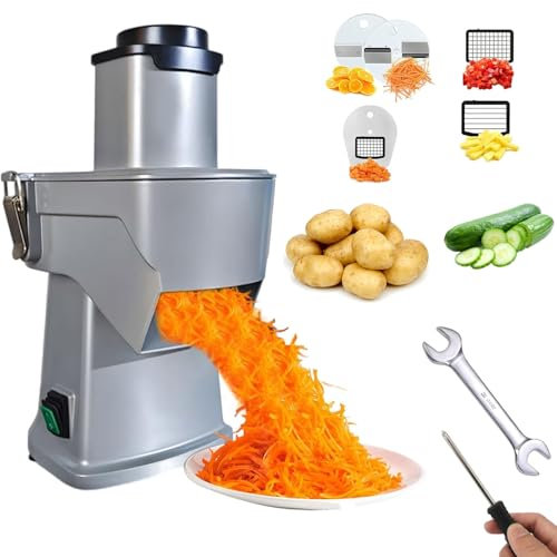RSPPPJQ Coupe-légumes électrique Professionnel 200 W, déchiqueteur et Coupe-légumes, Hachoir Multifonction for légumes et Fruits avec Lames réglables