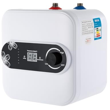 Chauffe-eau électrique instantané de 8 l - Chauffe-eau sous évier - Petit chauffe-eau résistant à la pression - Avec affichage numérique de la température - Avec tuyau - Pour cuisine, salle de bain