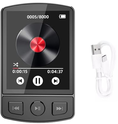 Lettore MP3 Bluetooth 5.0 con schermo HD da 1,7 pollici, supporto scheda Micro SD da 128 GB (non inclusa) Lettore musicale multifunzionale