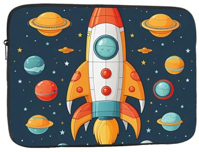 Custodia per computer portatile 17 pollici Borsa per laptop antiurto Borsa per il trasporto del computer Razzo Clipart Nave spaziale Copertura della cassa del notebook