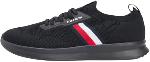 Tommy Hilfiger FM0FM05756 Baskets Basses en Tricot léger pour Homme, Noir (Noir), Pointure 42