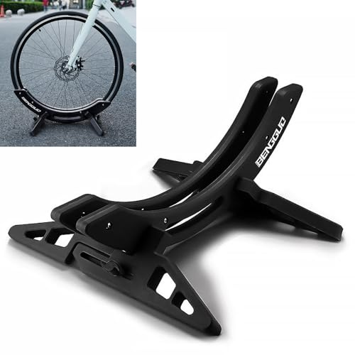 Outsovel Fahrrad-Bodenständer, Universeller Verstellbare Fahrradständer Parkständer für Alle 26–80mm Breiten Fahrradreifen für die Aufbewahrung von Rennrädern und MTBs im Innenbereich (Schwarz)