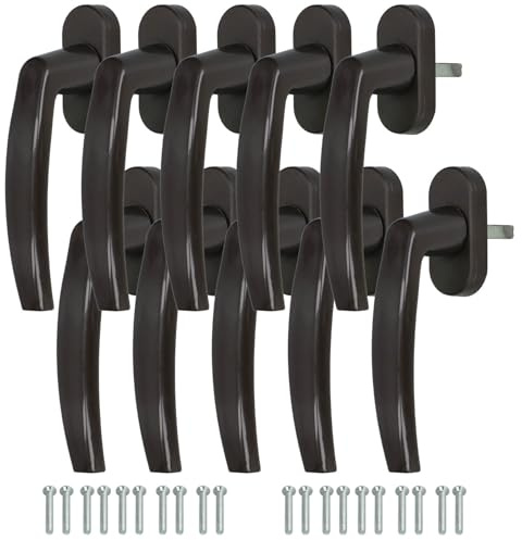 KOTARBAU® 10er Set Fenstergriff - Balkontürgriff – Druckknöpfe – PVC - 35 mm – Braun - Terassentürgriff – Universal – Einfacher Einbau - Wetterfestes Material
