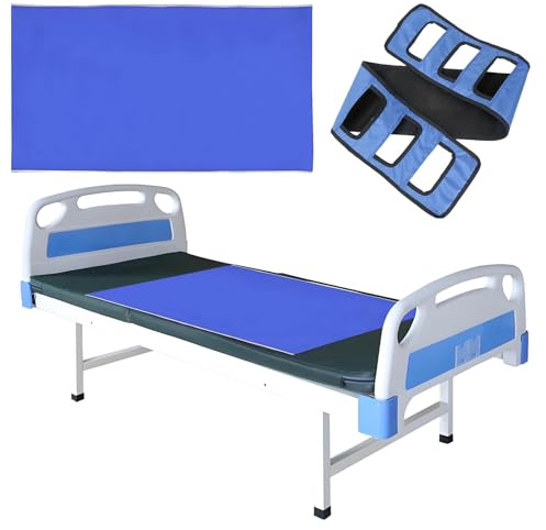 Slide Sheets for Moving Patients on Bed, 75 x 135CM Slide Sheet with Leg Lifter Mobility Aid for Bed, Blue Tubular Transfer Sheet for Wheelchairs, Obese People, Elderly, Hospitals, Home Care