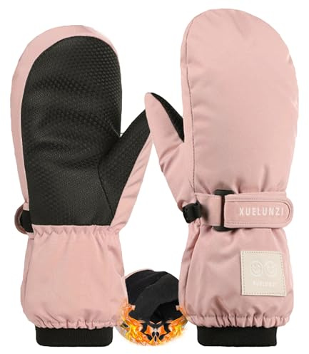 Bawnhaw Kids Winter Snow Mittens for Teen Girls Boys Ladies Waterproof Windproof Anti-Slip Warm Fleece-Lined Gloves for Cold Weather Running Playing