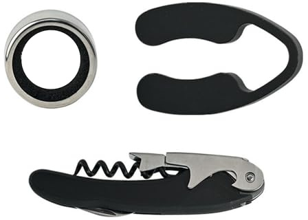 Wald Set Accessori Vino con Cavatappi e Cover Refrigerante – Kit per Degustazione e Feste (Salvagoccia_Taglia Capsula_Cavatappi)