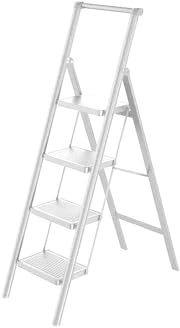 CREVICOSTA QUALITY MARK MARCAS DE CALIDAD - Escalera Cynthia - Escalera domestica de Aluminio con Mango. 4 peldaños (Blanco)