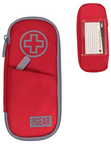USA Gear Étui Médical à Insuline pour Lecteur de Glycémie, EpiPen, Inhalateur et Bandages – Kit de Médicaments de Voyage Isolé, Extérieur Résistant à L'eau, Passant de Ceinture (Rouge)